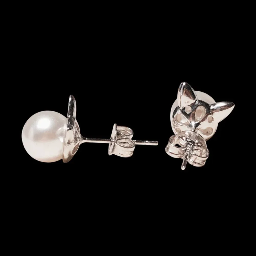 Adorable Pearl Cat Earrings